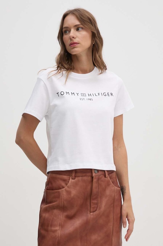 Tommy Hilfiger t-shirt bawełniany nadruk biały WW0WW39782