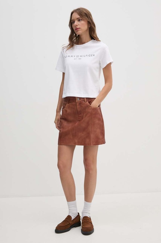 Tommy Hilfiger t-shirt bawełniany WW0WW39782 biały AW24