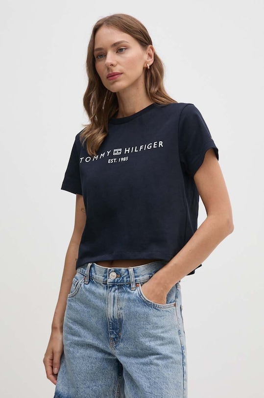 Tommy Hilfiger t-shirt bawełniany nadruk granatowy WW0WW39782