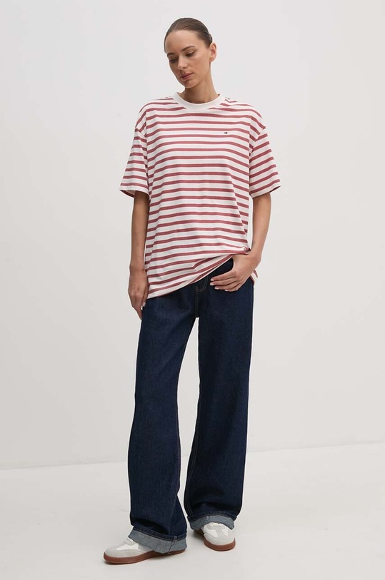 Tommy Hilfiger t-shirt bawełniany WW0WW42323 czerwony AW24