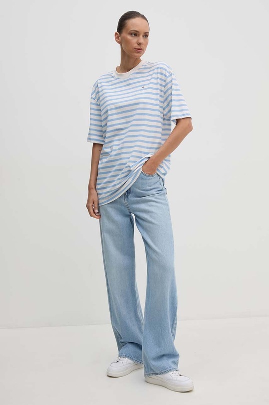 Tommy Hilfiger t-shirt bawełniany WW0WW42323 niebieski AW24