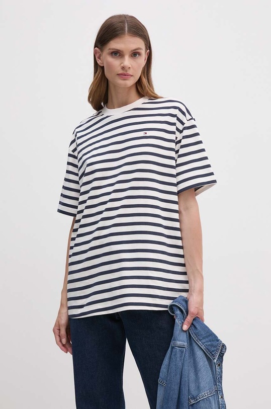 Tommy Hilfiger t-shirt bawełniany wzorzyste granatowy WW0WW42323