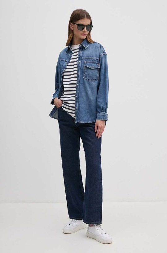 Tommy Hilfiger t-shirt bawełniany WW0WW42323 granatowy AW24