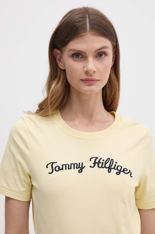 Tommy Hilfiger t-shirt bawełniany żółty WW0WW42589