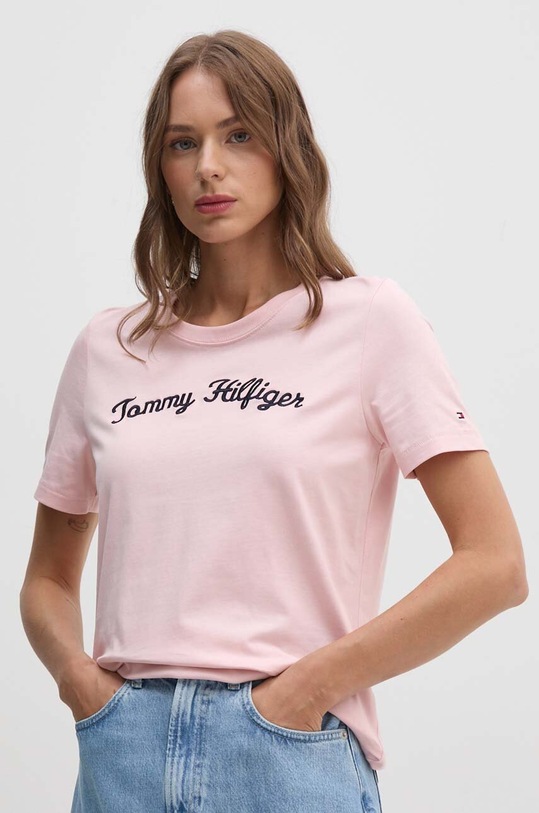 Tommy Hilfiger t-shirt bawełniany regular różowy WW0WW42589