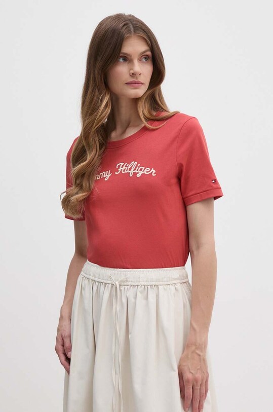 Tommy Hilfiger tricou din bumbac imprimeu rosu WW0WW42589