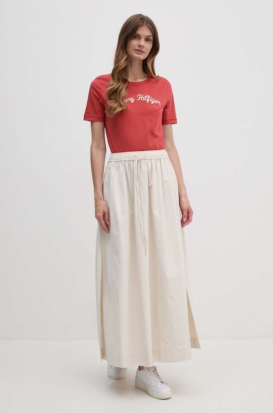 Tommy Hilfiger t-shirt bawełniany WW0WW42589 czerwony AW24