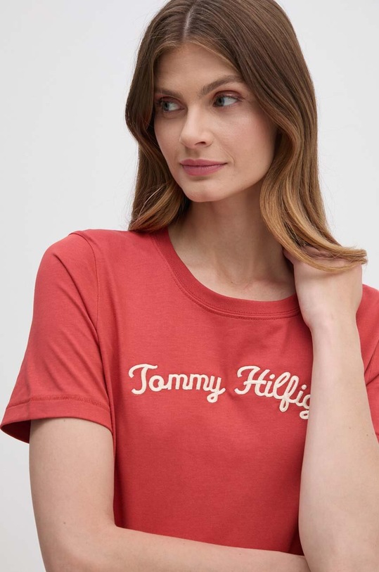 Tommy Hilfiger t-shirt bawełniany czerwony WW0WW42589