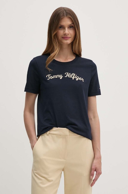 Tommy Hilfiger t-shirt bawełniany WW0WW42589 granatowy AW24