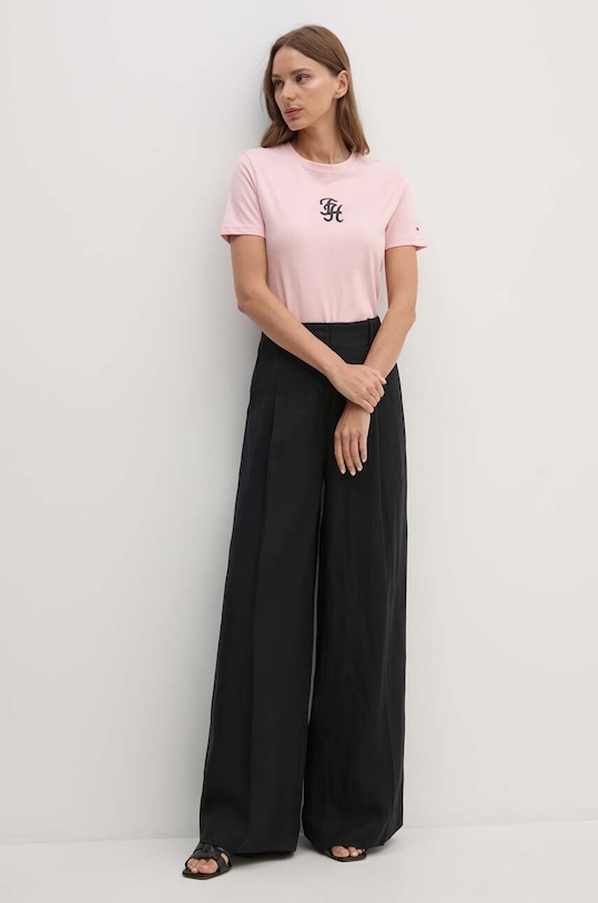 Tommy Hilfiger t-shirt bawełniany WW0WW42772 różowy AW24