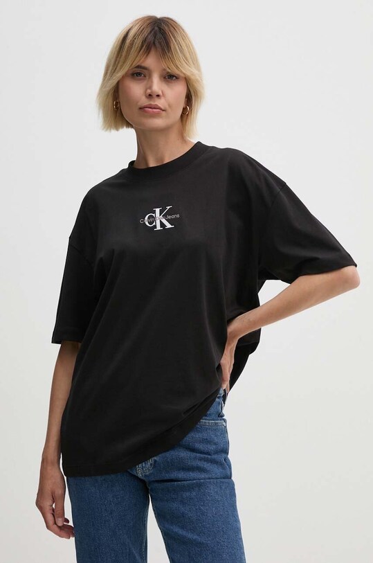 Бавовняна футболка Calvin Klein Jeans бавовна чорний J20J223561
