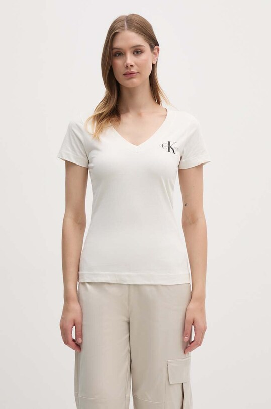 Βαμβακερό μπλουζάκι Calvin Klein Jeans 2-pack J20J223447 μπεζ SS25