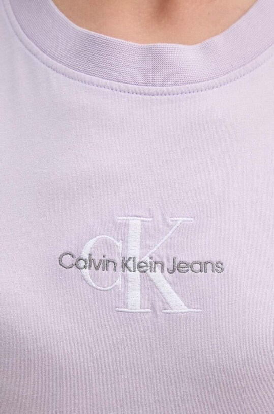 Бавовняна футболка Calvin Klein Jeans фіолетовий J20J223556