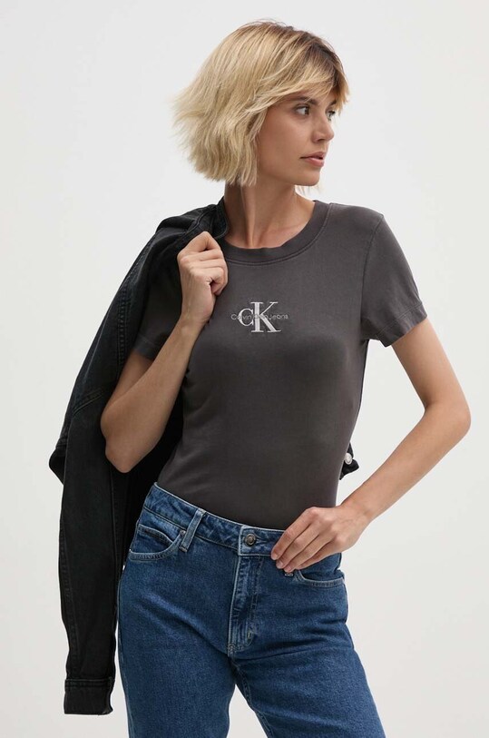 Одяг Бавовняна футболка Calvin Klein Jeans J20J223556 сірий