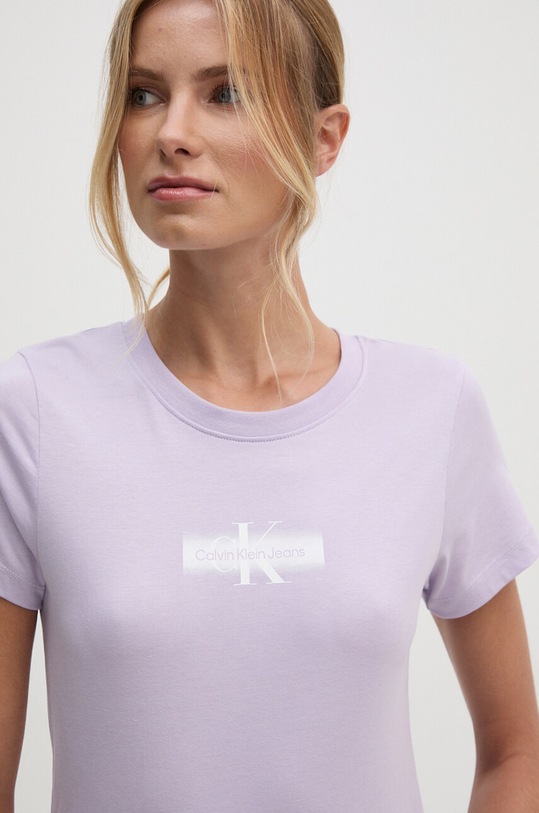 Pamučna majica Calvin Klein Jeans ljubičasta J20J223625
