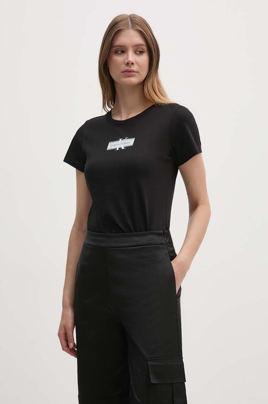 Bavlnené tričko Calvin Klein Jeans čierna J20J223625