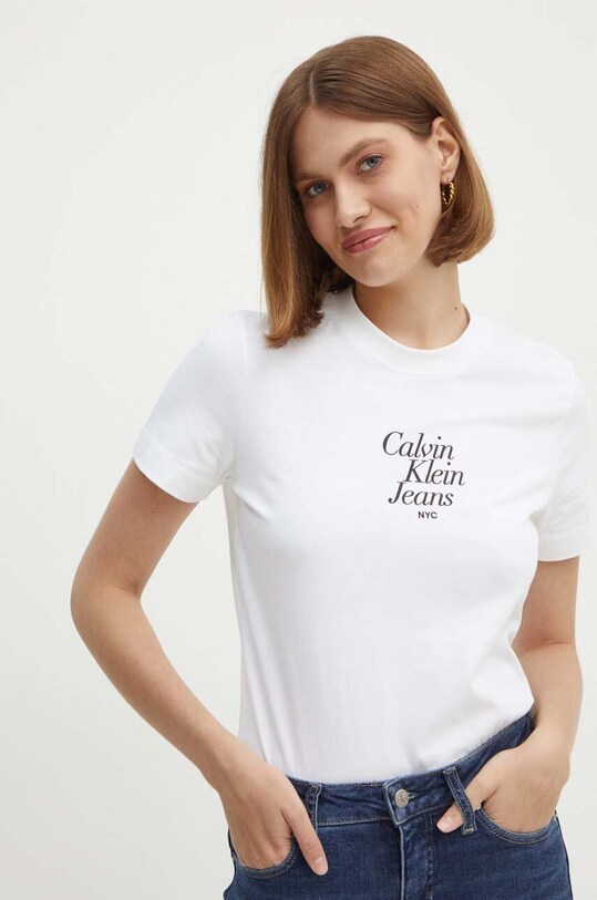 Calvin Klein Jeans t-shirt bawełniany biały J20J224890