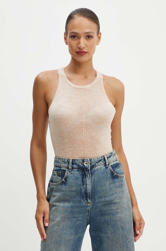 Patrizia Pepe tricou de lana uni bej 8K0215.K034