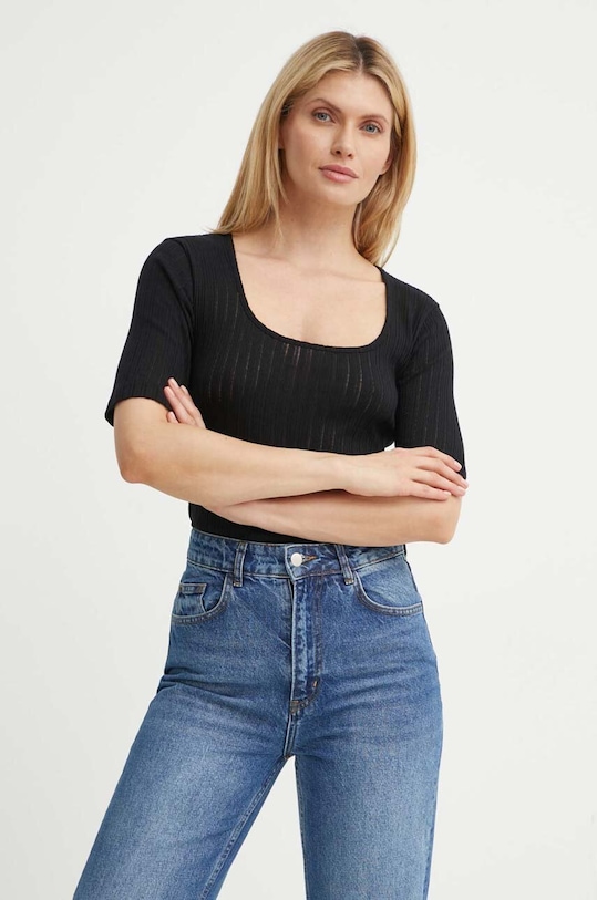 Marc O'Polo tricou din bumbac uni negru 406202751507