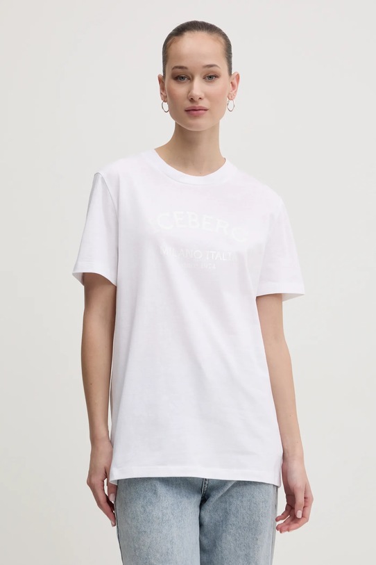 Iceberg tricou din bumbac print alb F021.6325
