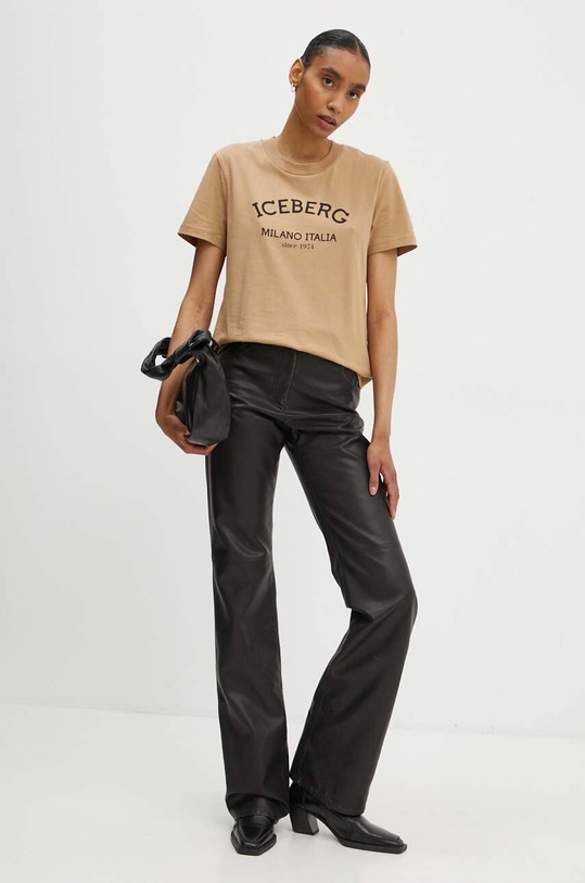 Iceberg t-shirt bawełniany F021.6325 beżowy SS25