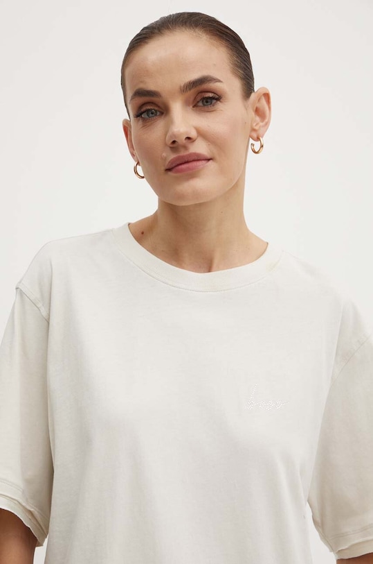 Pamučna majica Boss Orange natpis bež 50520820