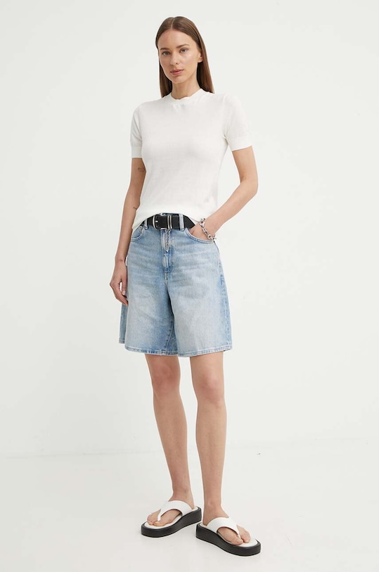 G-Star t-shirt bawełniany D24604.D597 beżowy AW24
