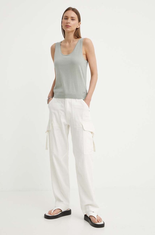 Βαμβακερό τοπ G-Star D24606.D597 πράσινο AW24