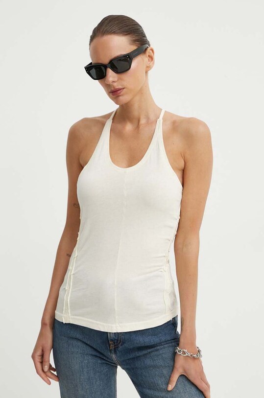 Pamučni top G-Star Raw bez uzorka bež D24652.4107
