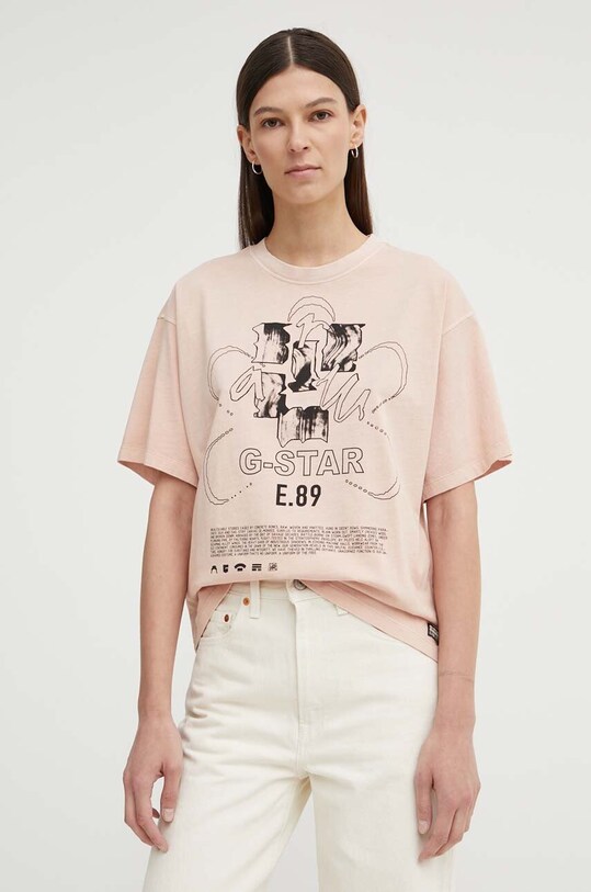 G-Star tricou din bumbac print roz D24632.2653
