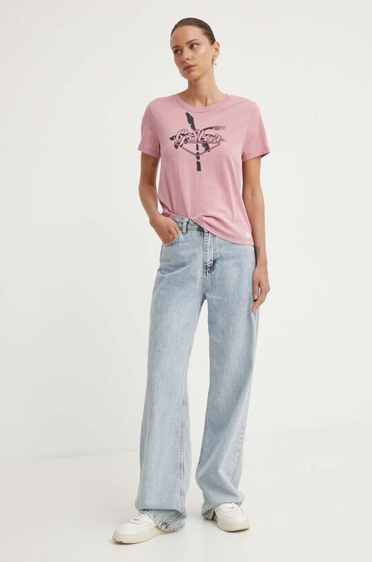 G-Star tricou din bumbac D24595.4107 roz AW24