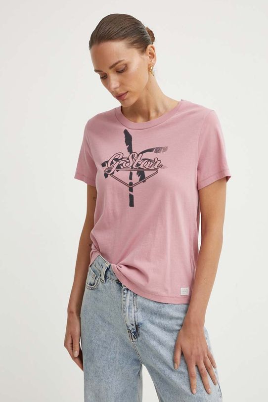 Pamučna majica G-Star Raw roza D24595.4107