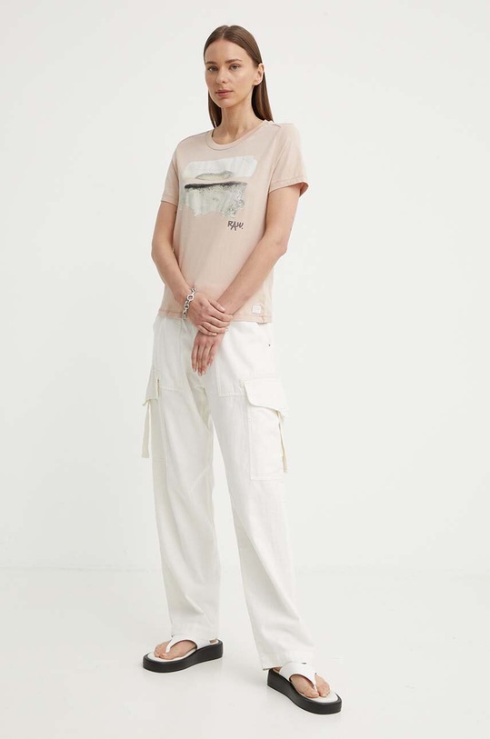 Βαμβακερό μπλουζάκι G-Star D24643.4107 ροζ AW24