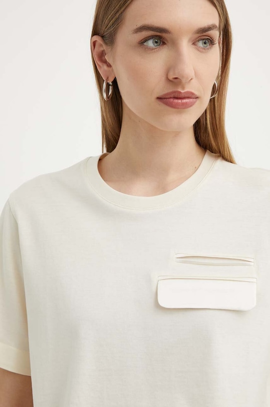 Βαμβακερό μπλουζάκι BOSS βαμβάκι μπεζ 50521741