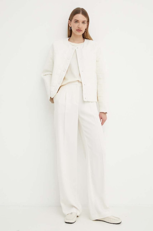 Βαμβακερό μπλουζάκι BOSS 50521741 μπεζ AW24