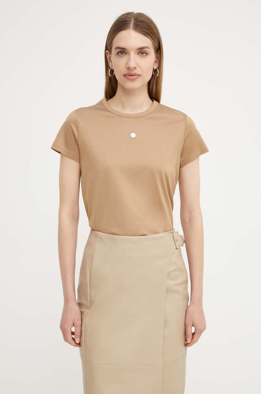 BOSS t-shirt bawełniany regular beżowy 50521900