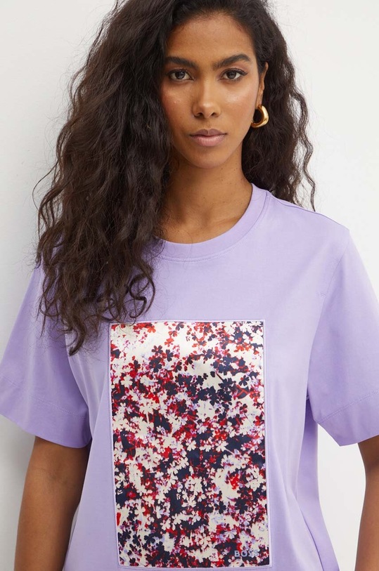BOSS t-shirt bawełniany fioletowy 50521931