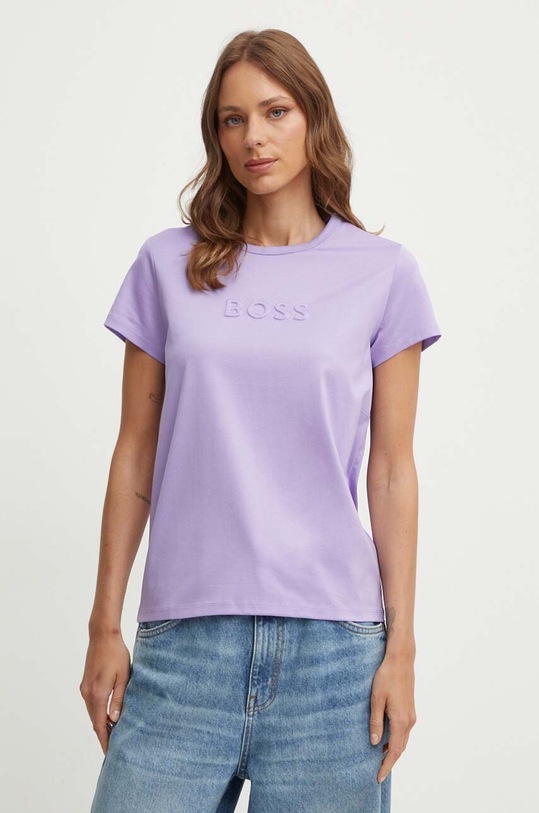 Бавовняна футболка BOSS 50522209 фіолетовий AW24