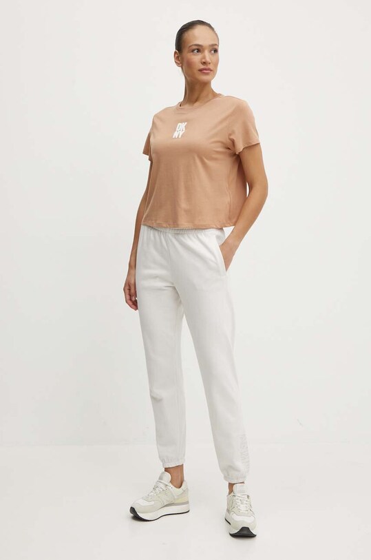 Бавовняна футболка Dkny DP4T9699 коричневий AW24