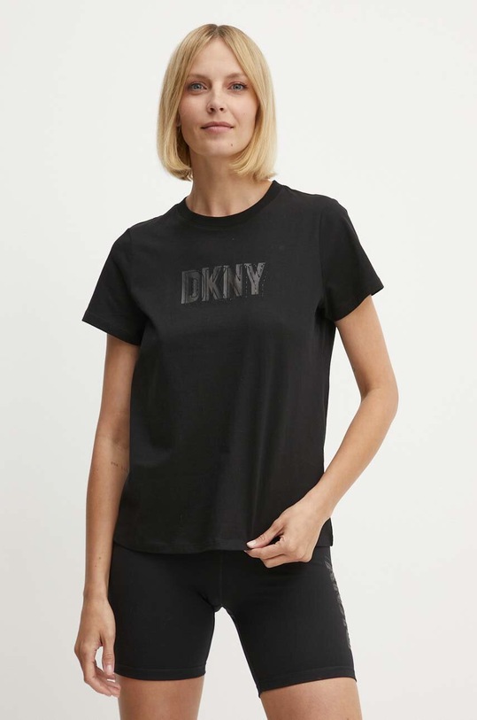 Βαμβακερό μπλουζάκι DKNY μαύρο DP4T9672