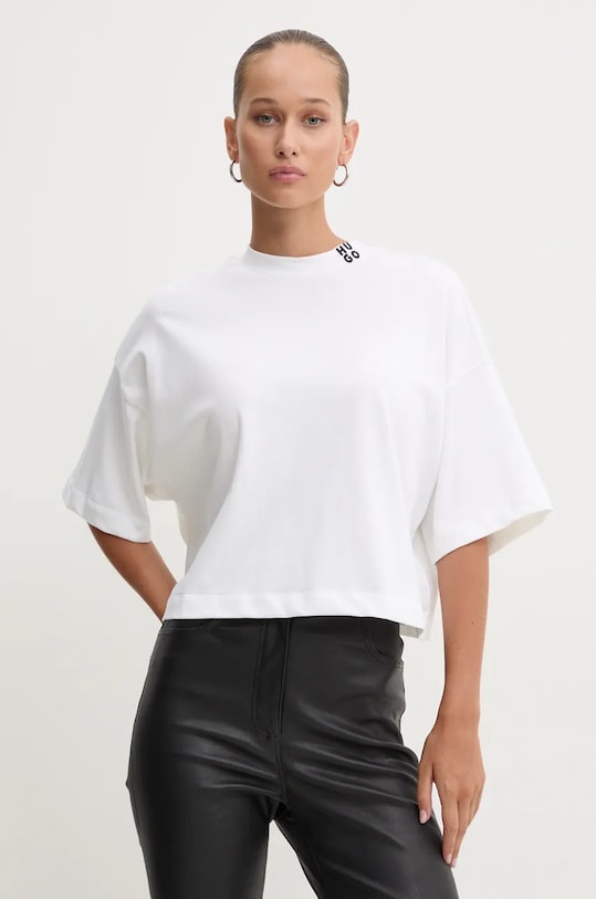 Памучна тениска HUGO бял 50520187