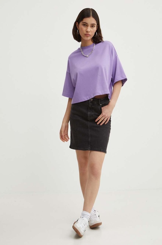 HUGO t-shirt bawełniany 50520187 fioletowy AW24