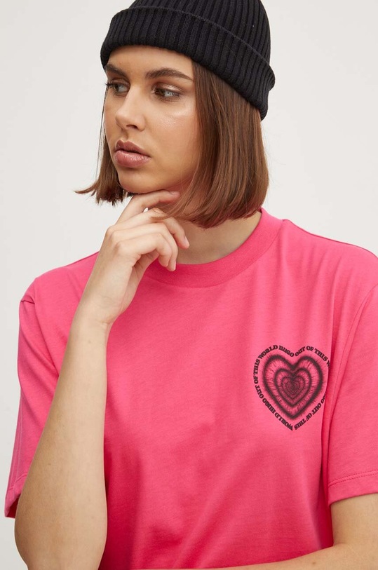 HUGO t-shirt bawełniany różowy 50521072