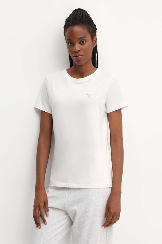 Guess t-shirt COLETTE z elastanem beżowy V4YI09.J1314