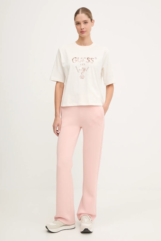 Bavlnené tričko Guess AURLIE V4YI06.I3Z14 béžová SS25