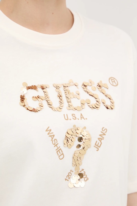 Bavlnené tričko Guess AURLIE V4YI06.I3Z14 béžová