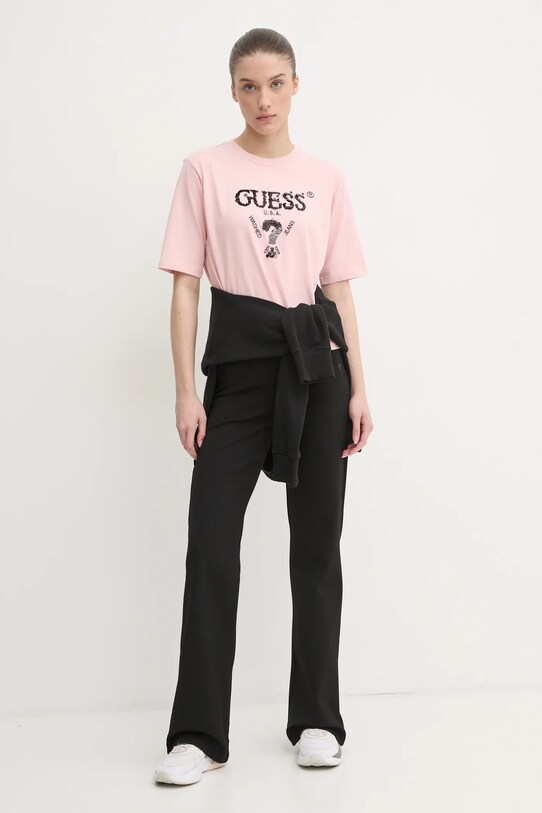 Бавовняна футболка Guess AURLIE V4YI06.I3Z14 рожевий AW24