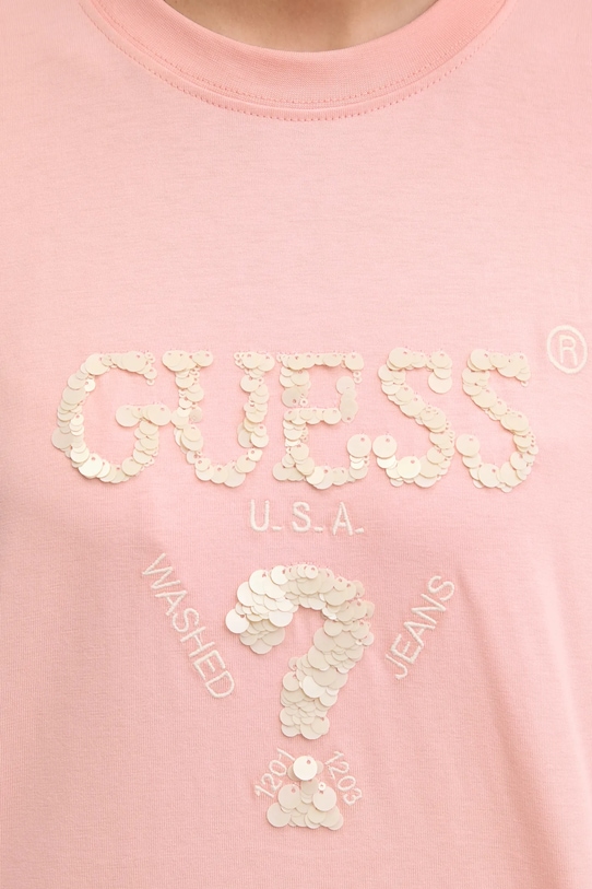 Guess t-shirt bawełniany AURLIE V4YI06.I3Z14 różowy