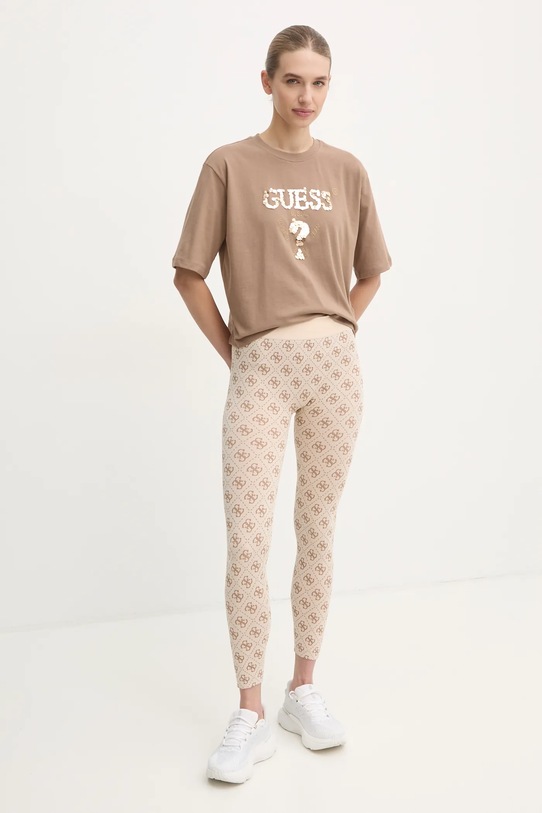 Bavlnené tričko Guess AURLIE V4YI06.I3Z14 béžová SS25