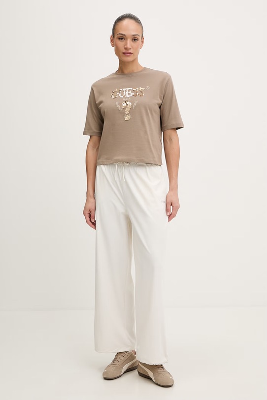 Βαμβακερό μπλουζάκι Guess AURLIE V4YI06.I3Z14 μπεζ SS26